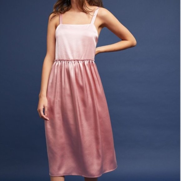Anthropologie Retro-Deco pink Satin Dress - Picture 2 of 5
